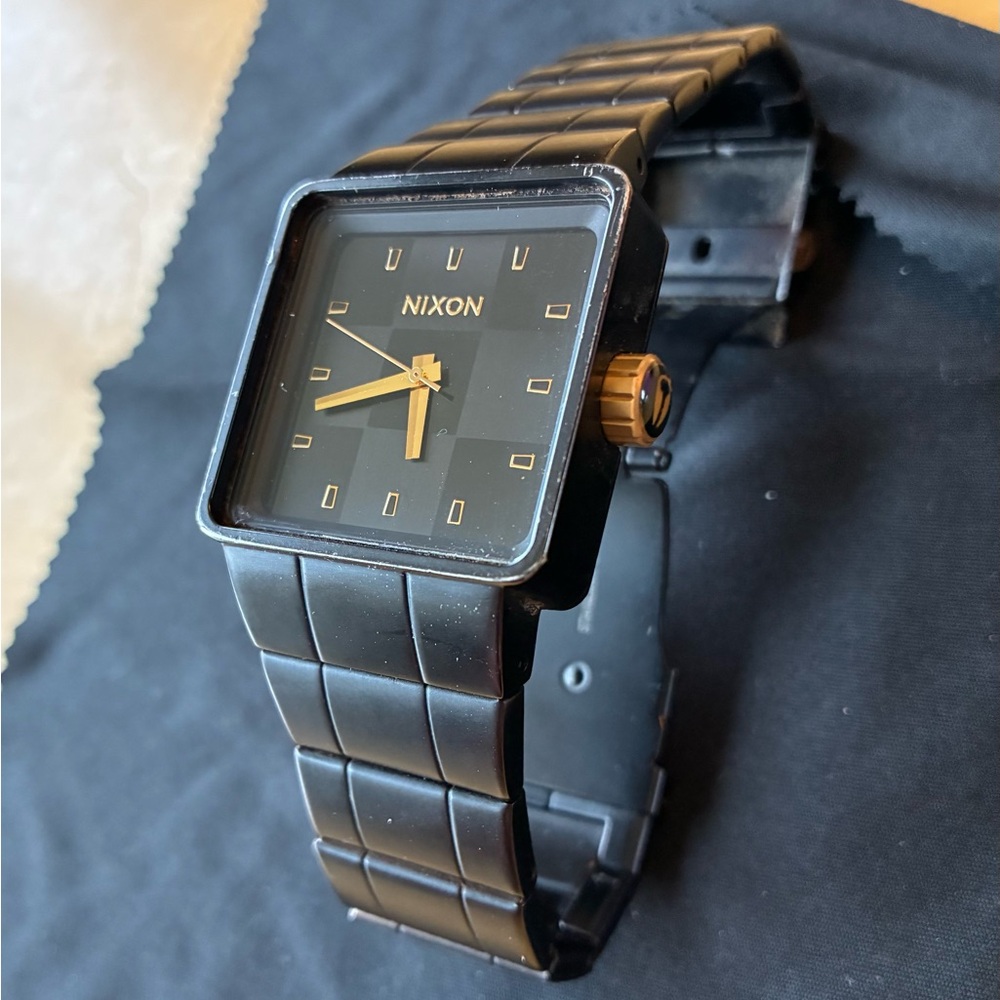 Nixon Black and Gold The Quatro “Full Throttle” Men’s Watch